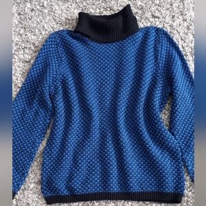 Karen Scott Blue and Black Turtleneck Sweater Size XL